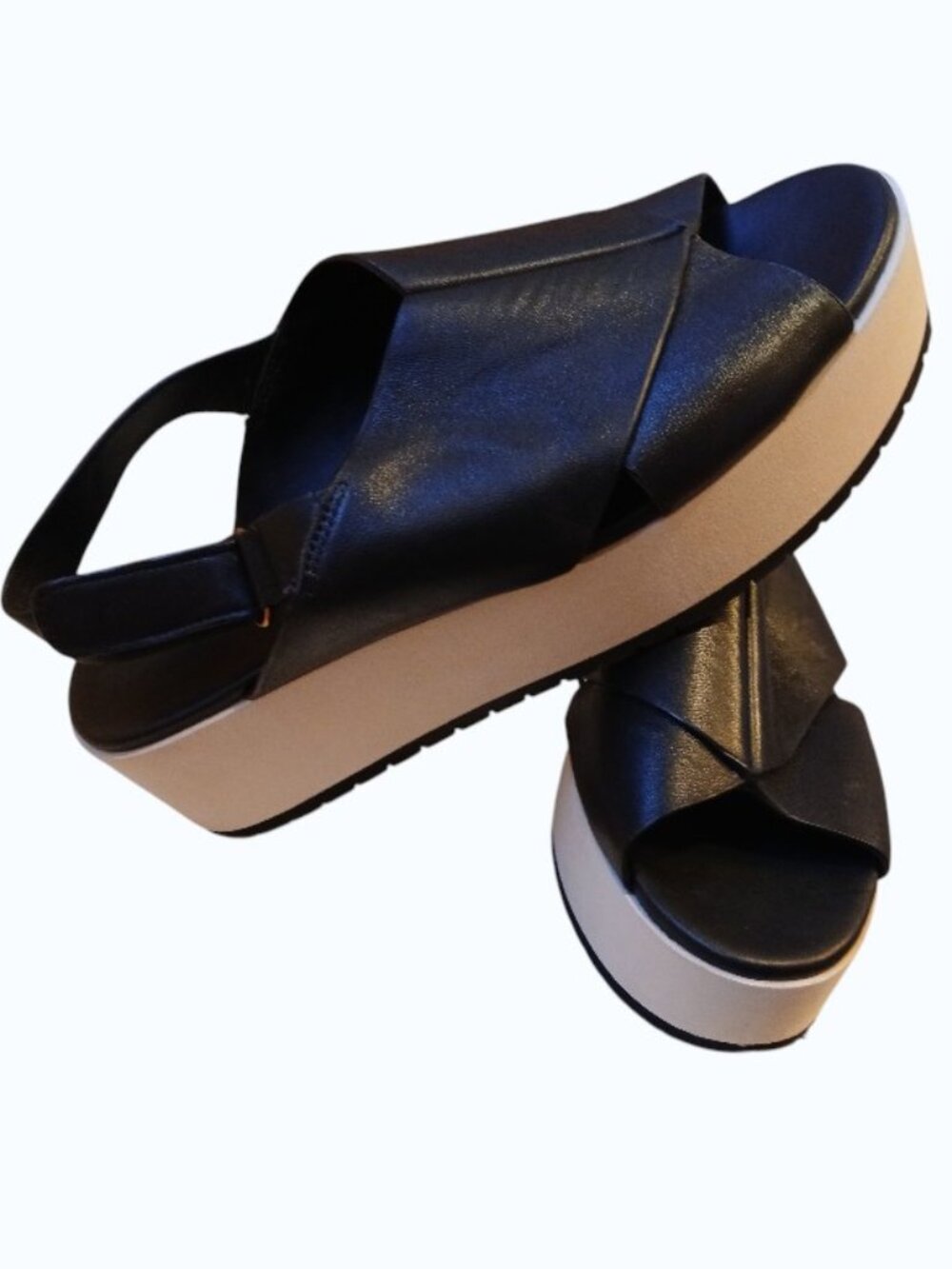 VINCE Jenaya Black Leather Sport Platform Sandals - Picture 7 of 15